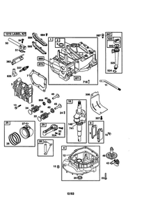 Cylinder/Crankshaft/Sump-Engine Diagram and Parts List for 128602-0336-E1  Briggs and Stratton Engine